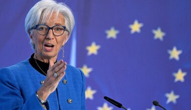 Slowdown: ECB chief Christine Lagarde (pictured) said that the single currency bloc was ‘set to remain weak in the near term’
