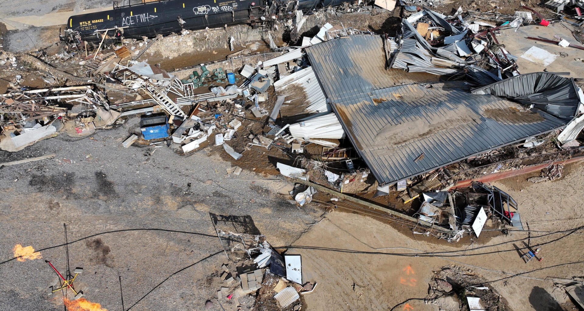 aerial photo of storm damage