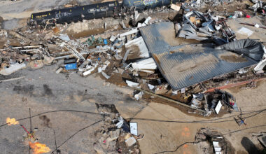aerial photo of storm damage