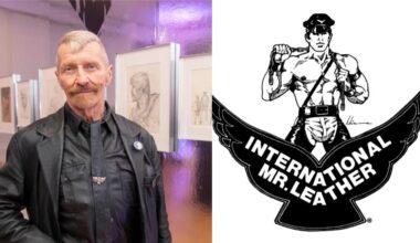 Derk Dehner and the International Mr. Leather logo