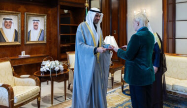 The non-resident Ambassador of Latvia, Dana Goldfinča, submits her letter of credence to the Minister of Foreign Affairs of the State of Kuwait
