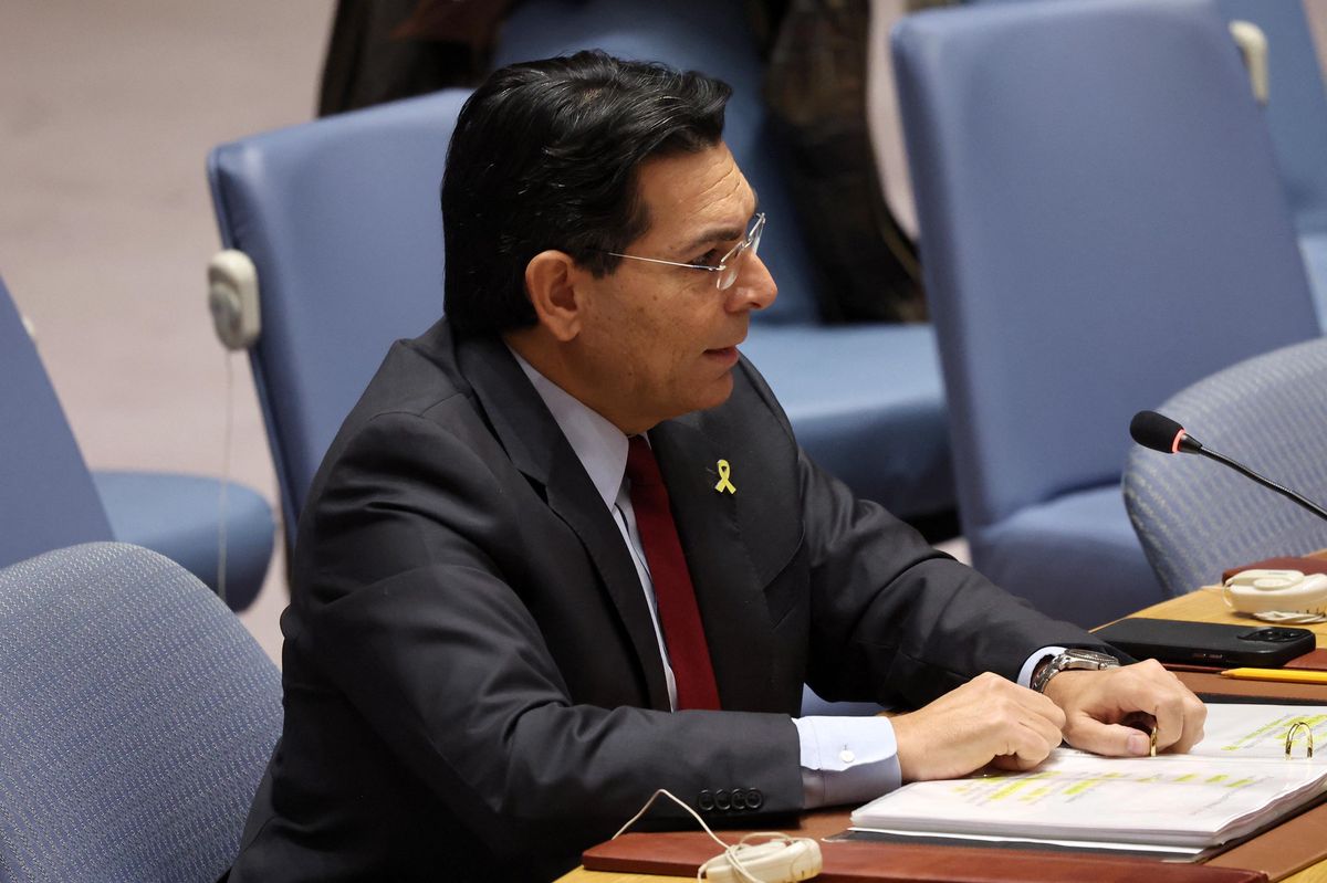 Ambassadeur Danny Danon, représentant permanent d’Israël à l’ONU, s’exprime lors d’une réunion du Conseil de sécurité de l’ONU à New York.