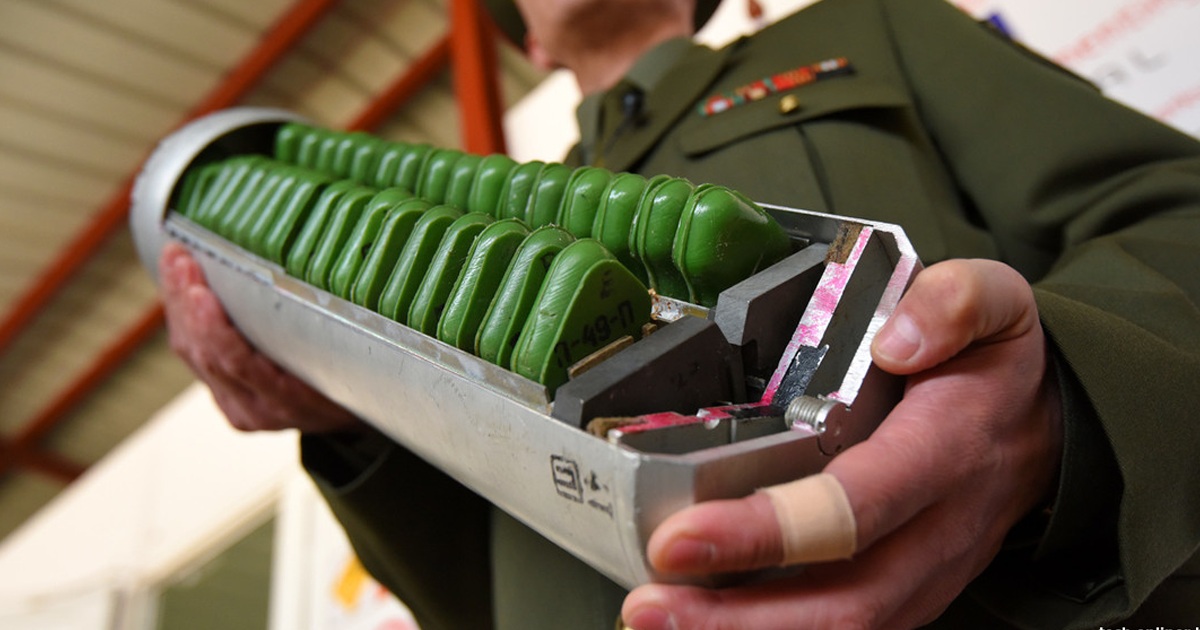 KSF-1 cassette with PFM-1 anti-personnel mines. Photo credits: belvpo.com