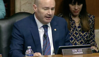 Chair Mike Lee, R-Utah, opens up the business meeting to advance President Trump's nominees on Thursday.