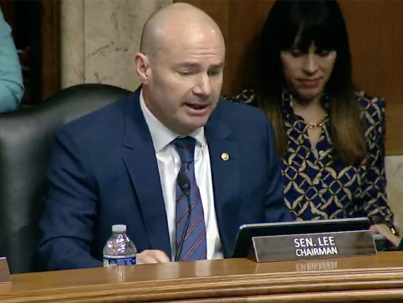 Chair Mike Lee, R-Utah, opens up the business meeting to advance President Trump's nominees on Thursday. Chair Mike Lee, R-Utah, opens up the business meeting to advance President Trump's nominees on Thursday.