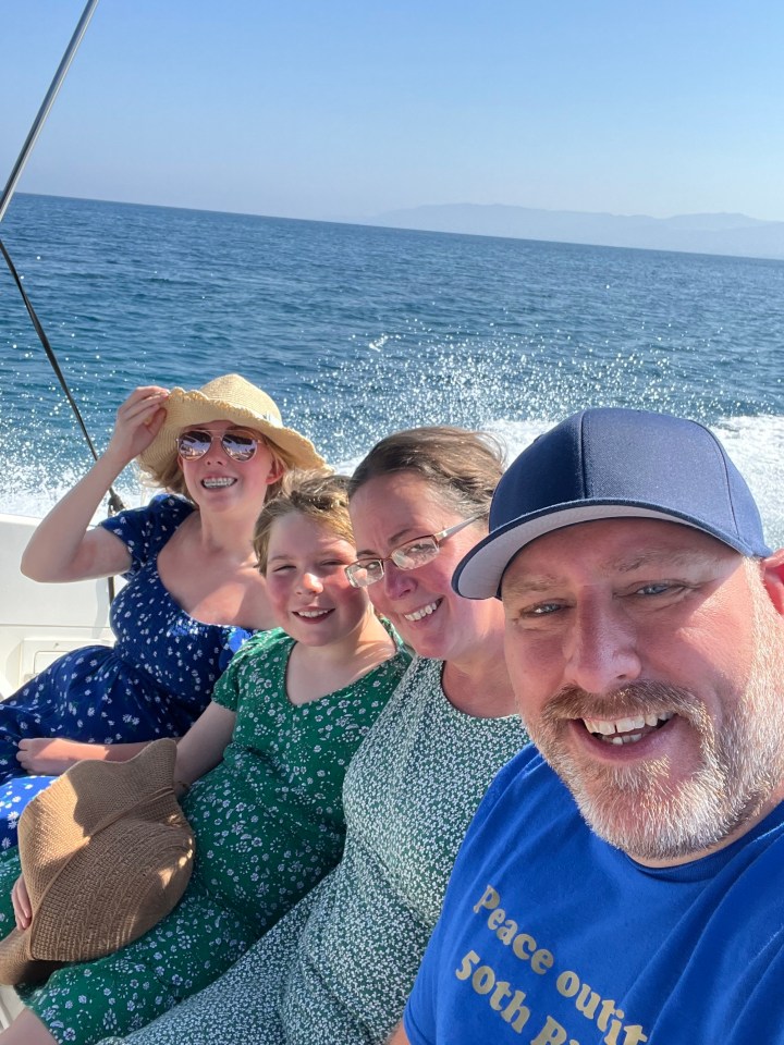 Annabelle, Masie and Molly celebrating Sam's big 50 on a private boat trip