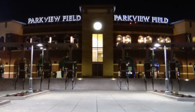 Parkview Field at night.