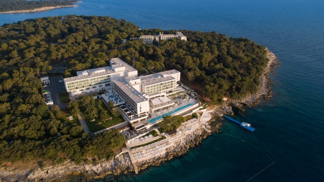 The Grand Hotel Brioni from an aerial view in Pula