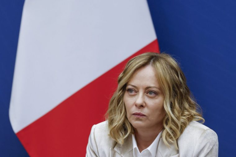 ROME, ITALY - JANUARY 09: Italy's Premier Giorgia Meloni attends a press conference organized by the Italian Order of Journalists and the Parliamentary Press Association in Rome, Italy, on January 09, 2025. (Photo by Riccardo De Luca/Anadolu via Getty Images)