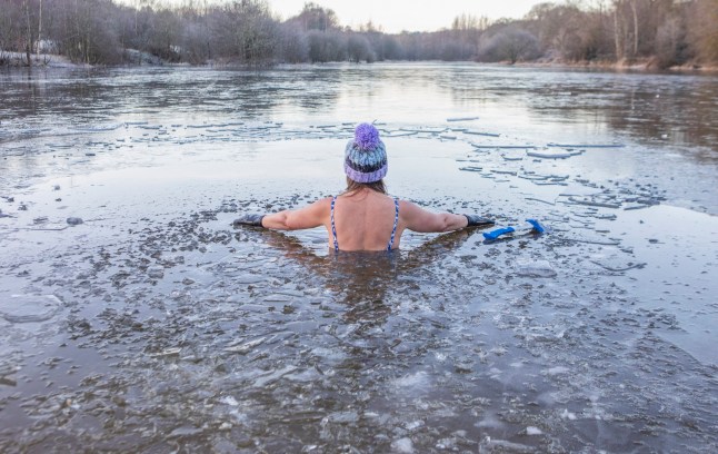 Wild swimmer Emma Mooney braves freezing waters of Avon Lagoon in West Lothian and break ice for a morning dip. January 10, 2025. Release date ??? January 10, 2025. Temperatures in northern parts of the UK could fall as low as minus 20C on Friday night as wintry weather continues, the Met Office has said.