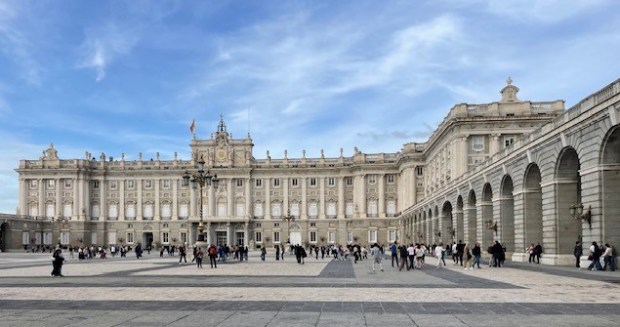 A white palace under a blue sky
