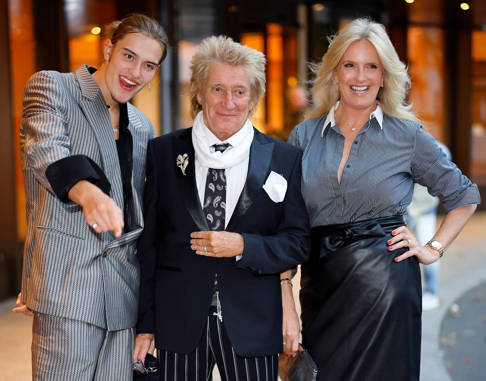 Image may contain Rod Stewart Penny Lancaster Person Adult Blazer Clothing Coat Jacket Formal Wear and Suit