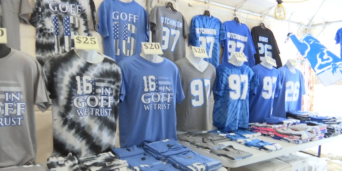 Traveling business sets up shop in mid-Michigan to sell Lions merch