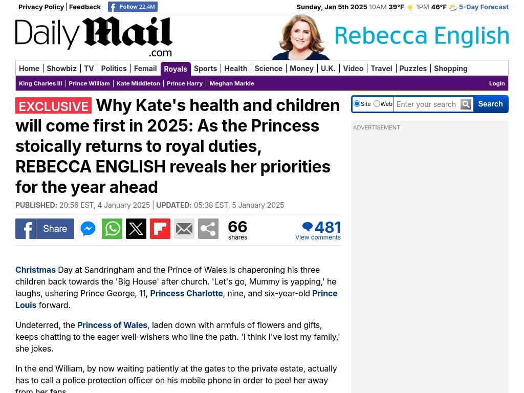 Kate reveals her priorities for the coming year