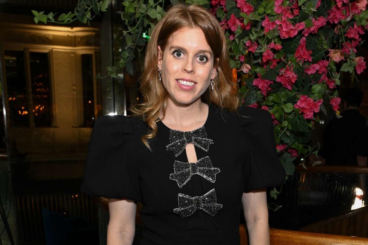 Sam Simpson/Dave Benett/Getty Princess Beatrice at a cocktail party celebrating the launch of Nicky Hilton and Rebecca Vallance's Holiday Collection in London on Oct. 22, 2024