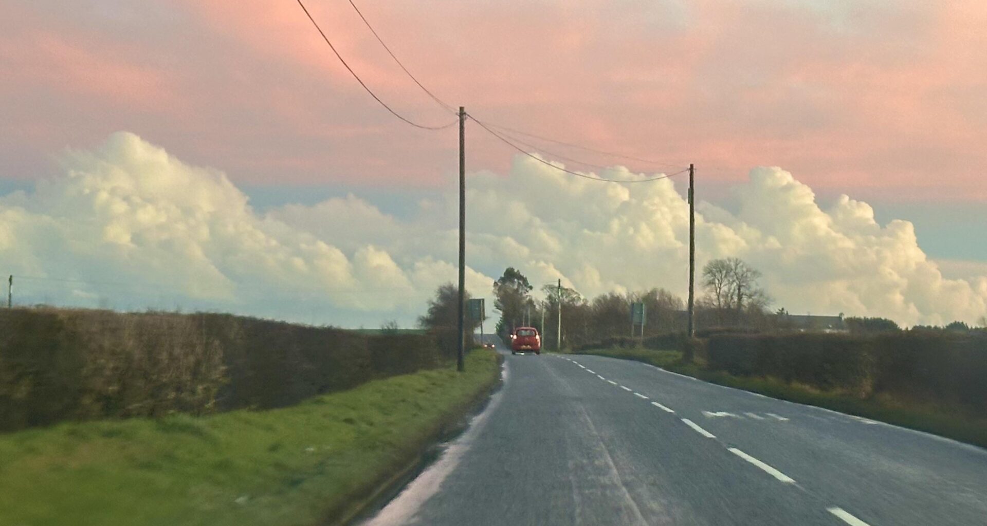 Fake looking candy clouds over the Ards peninsula tonight