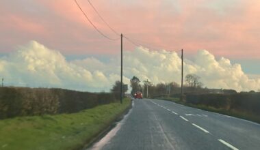 Fake looking candy clouds over the Ards peninsula tonight