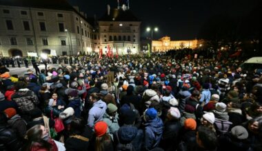 Thousands of people gathered in Vienna to protest against the possible return to power for the far-right Freedom party (Joe Klamar)