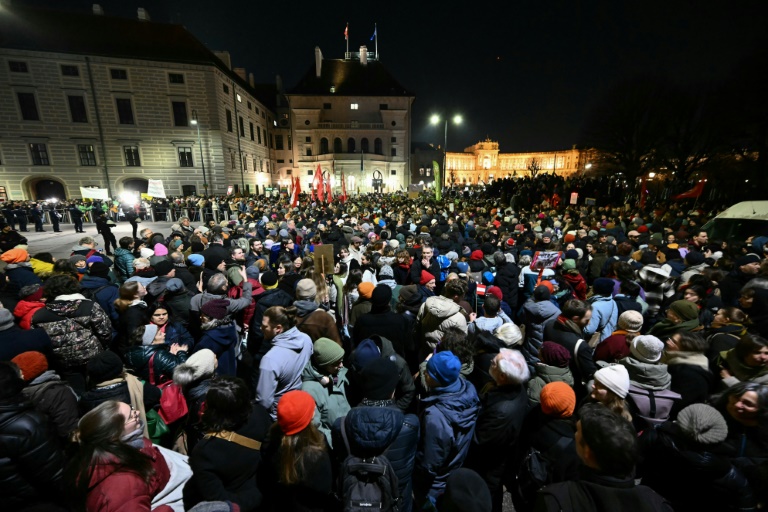 Thousands of people gathered in Vienna to protest against the possible return to power for the far-right Freedom party (Joe Klamar)