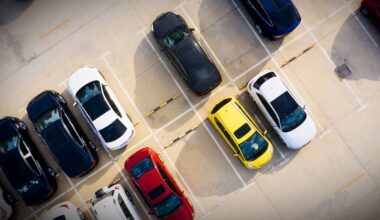 Overhead shot of outdoor parking lot