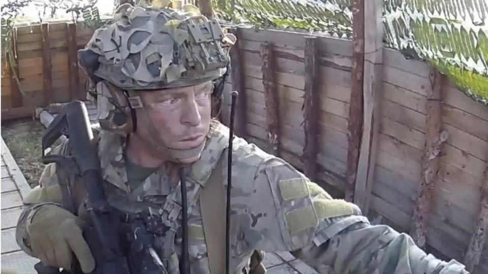 Former US Marine Corey Nawrocki, 42, is seen in Ukraine. His mother says he was driven to fight in Ukraine because of the toll he had seen on civilians. - Sandy Nawrocki