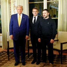 Donald Trump, Emmanuel Macron et Volodymyr Zelensky au palais de l'Élysée le 7 décembre 2024.
