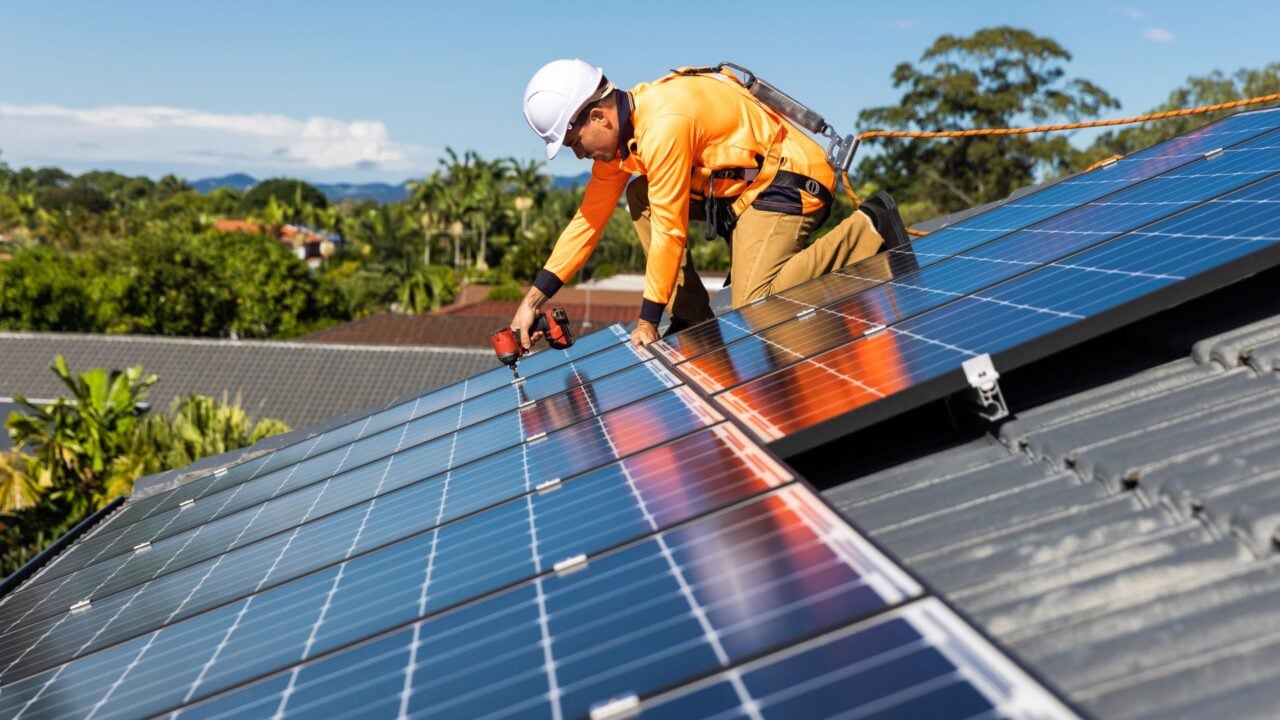 Rooftop solar installation.