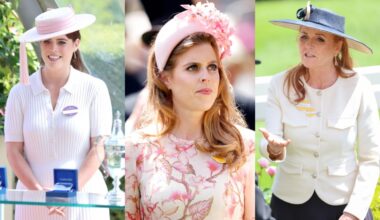Princess Eugenie, left, Princess Beatrice, center, and Sarah, Duchess of York attend Royal Ascot day two on June 19 in Ascot, England.