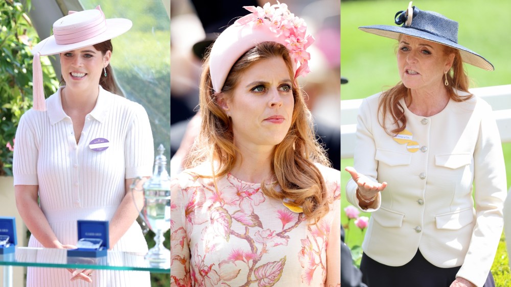 Princess Eugenie, left, Princess Beatrice, center, and Sarah, Duchess of York attend Royal Ascot day two on June 19 in Ascot, England.