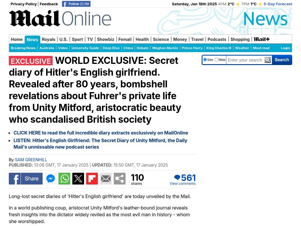 1930’s Journal of Unity Mitford published NSFW TW