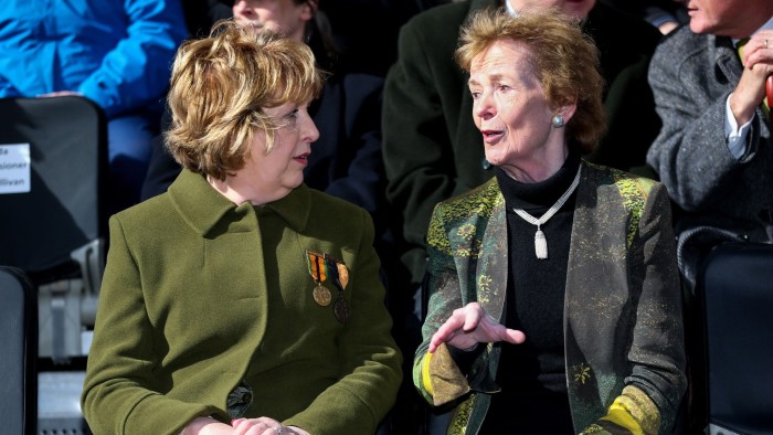 Former Presidents of Ireland Mary McAleese and Mary Robinson