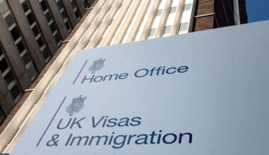 UK Home Office sign.