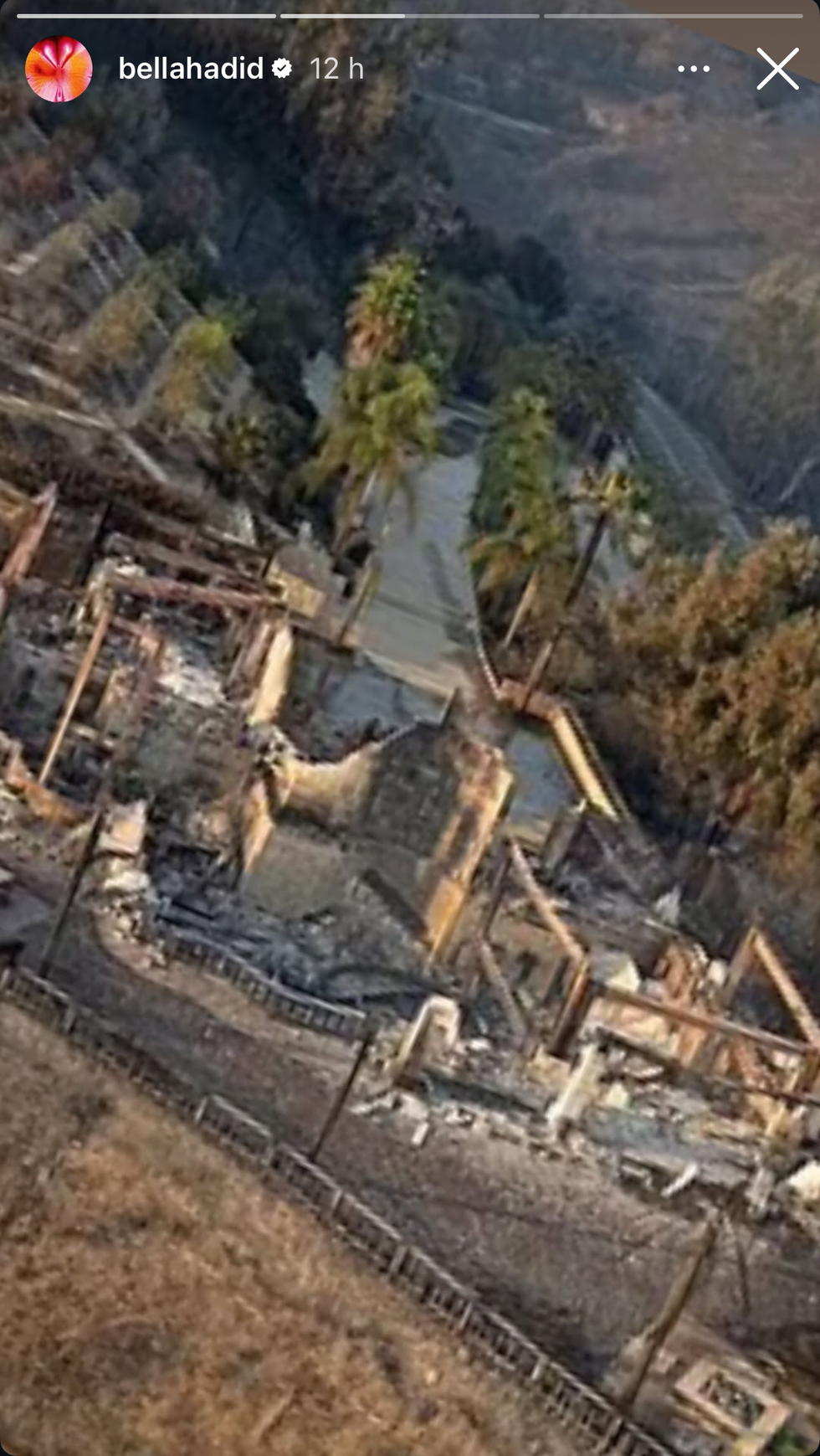 bella hadid sharing damage from her childhood home