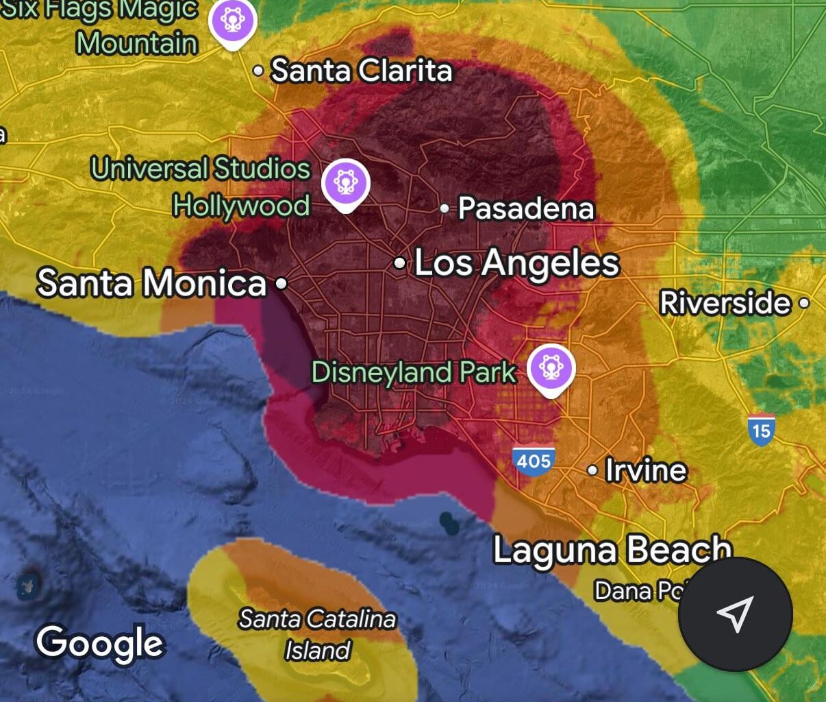 [OC] Air Quality Map of Los Angeles After Fires