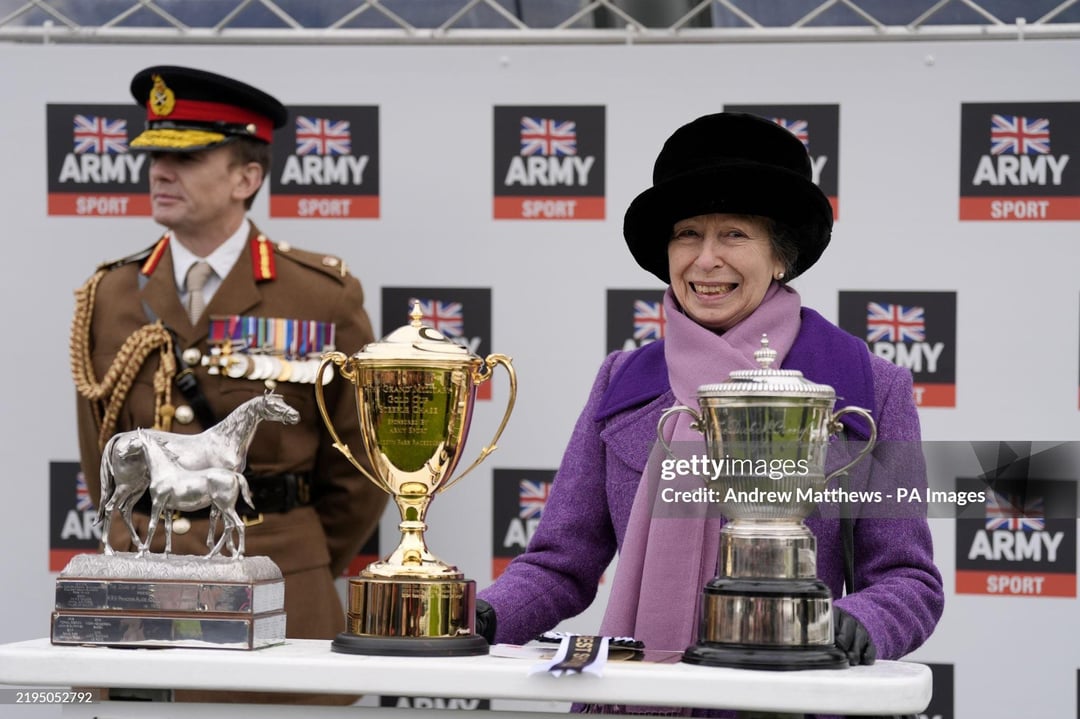 Princess Anne attends Grand Military Gold Cup Day at Sandown Park Racecourse