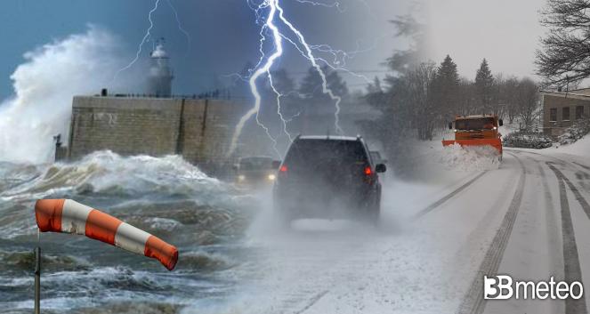 Meteo - Pioggia, vento e neve anche martedì