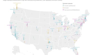 Where is high-tech manufacturing in the United States? [OC]