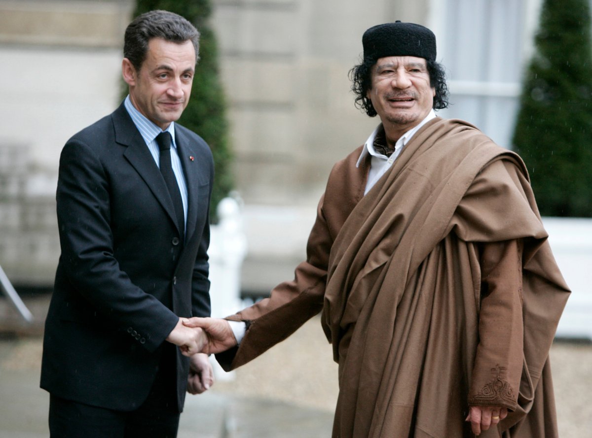 Nicolas Sarkozy and Moammar Gadhafi