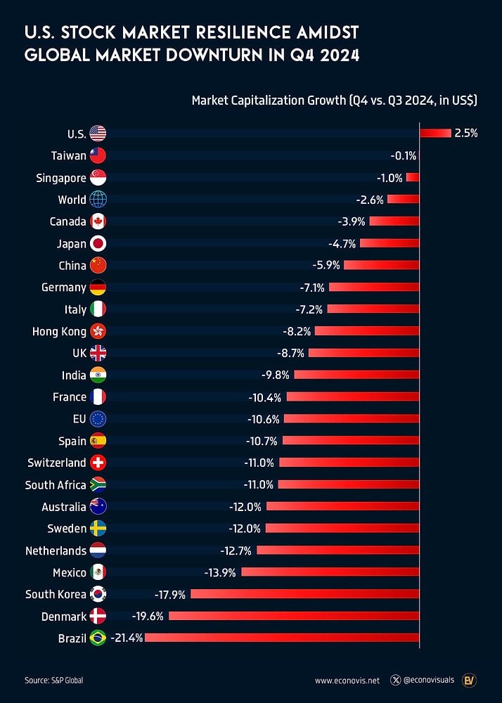 U.S. Stock Market Resilience Amidst Global Market Downturn in Q4 2024