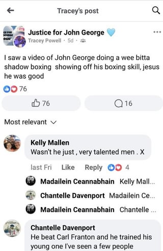 A few of my favourites from the Justice for John George FB Group