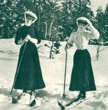Queen Maud of Norway (Maud of Wales) and Her Sister Princess Victoria of the United Kingdom Skiing in 1907
