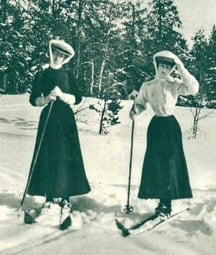 Queen Maud of Norway (Maud of Wales) and Her Sister Princess Victoria of the United Kingdom Skiing in 1907