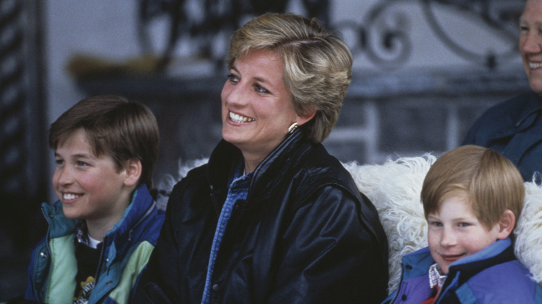 Prince William, Princess Diana, and Prince Harry on holiday in 1993