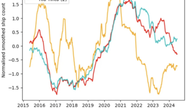 [OC] Ship offshore anchorage activity monitored at three Australian iron ore ports