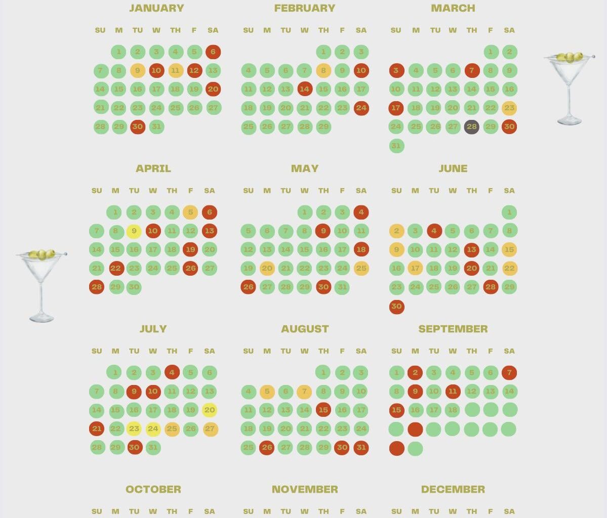 [OC] 25F Tracked my alcohol consumption for 2024!