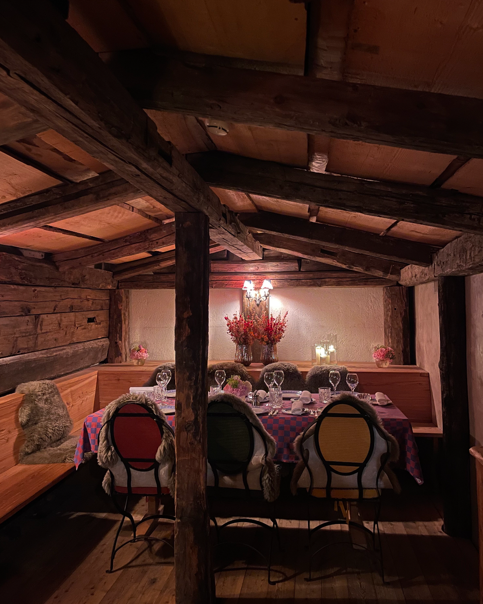 the dining shed in the wine cellar is a super cozy setting for private meals