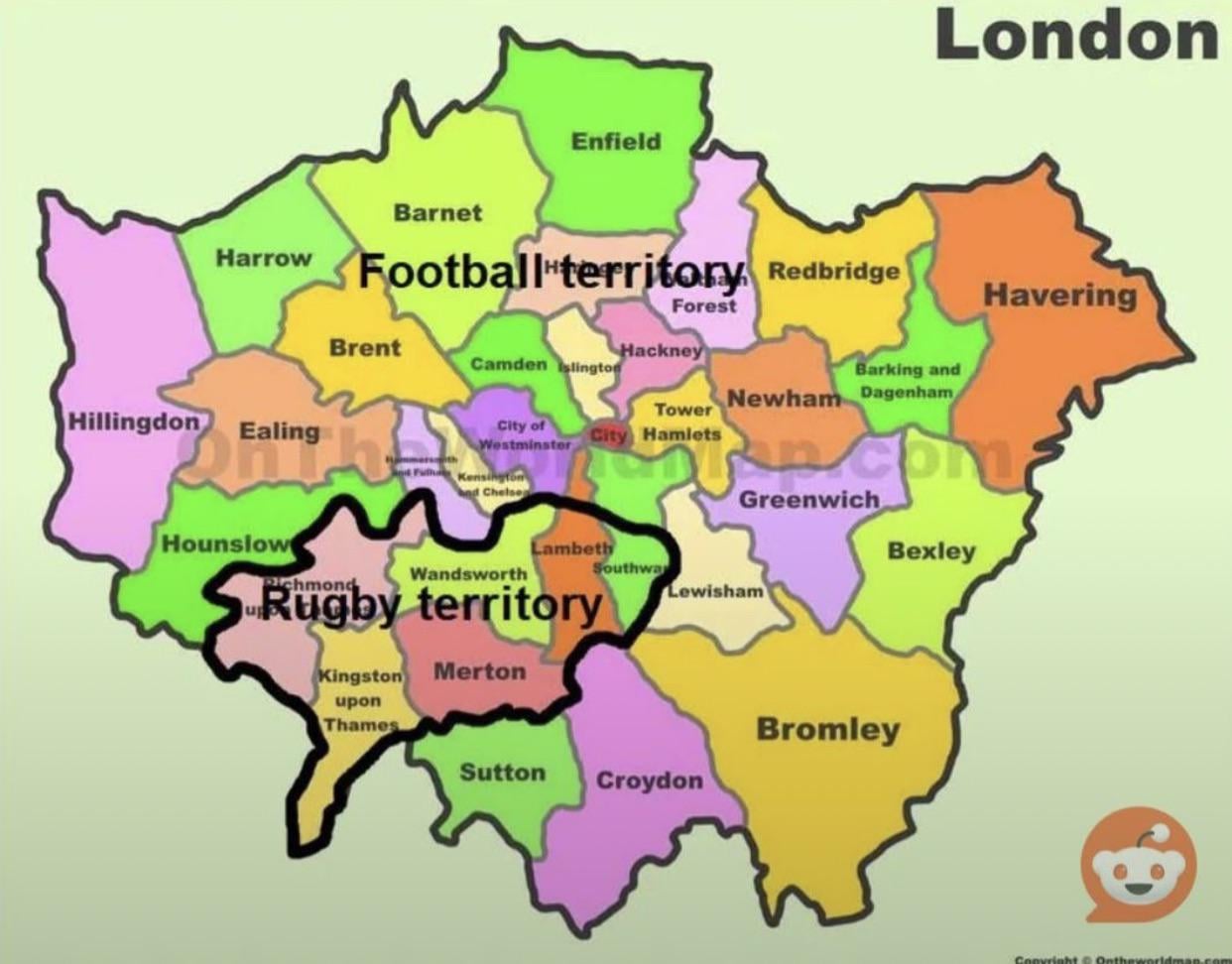 Football and rugby territory in London
