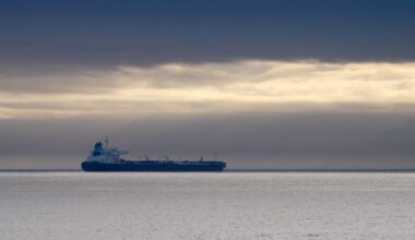 Stock photo of a tanker at sea
