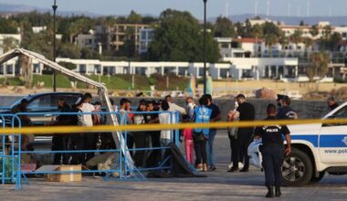 Migrants disembark from a boat at the port of Paphos in Cyprus - November 11, 2021 (Reuters/Yiannis Kourtoglou)