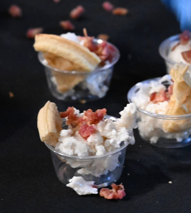 Team Victualic's  ice cream dish is seen  Saturday, Jan. 4, 2025, during Ice Cream Wars at Da Vinci Science Center in Allentown. The annual event features Lehigh Valley businesses creating unique flavors of ice cream, with attendees casting votes to determine the champion. (Amy Shortell/The Morning Call)